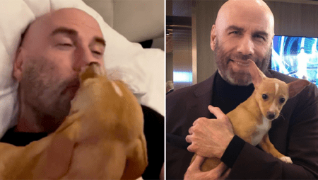 Süßer Rettungshund weckt Superstar John Travolta mit Küsschen auf
