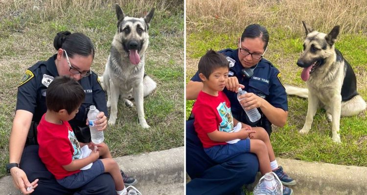 Polizei rettet Kind mit Down-Syndrom von Bahngleisen - Sein treuer Hund beschützt ihn die ganze Zeit